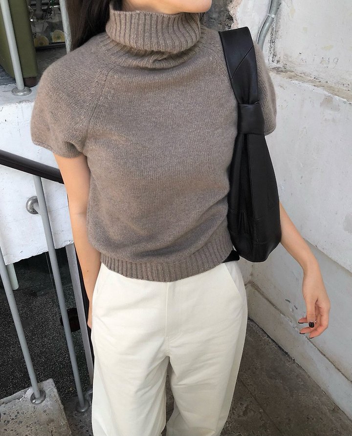 mink cashmere turtle-neck half knit top by Moani for Women - view 6