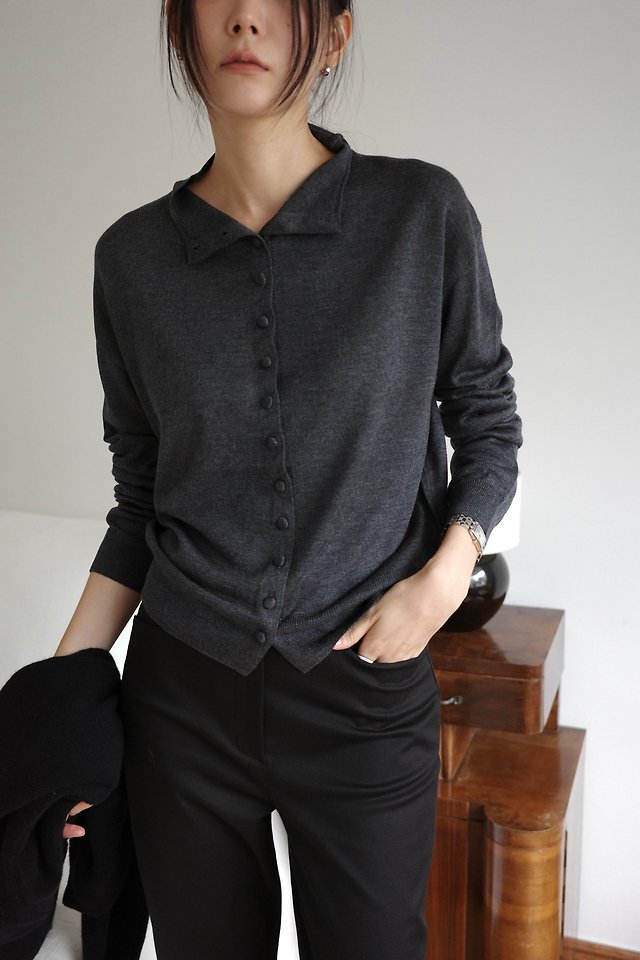 Silkwool high neck button cardigan by Moani for Women - view 2