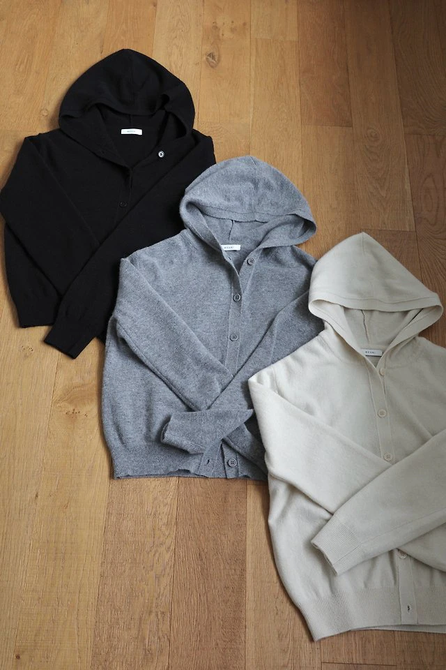 Wool cashmere Hoodie button cardigan by Moani for Women - view 10