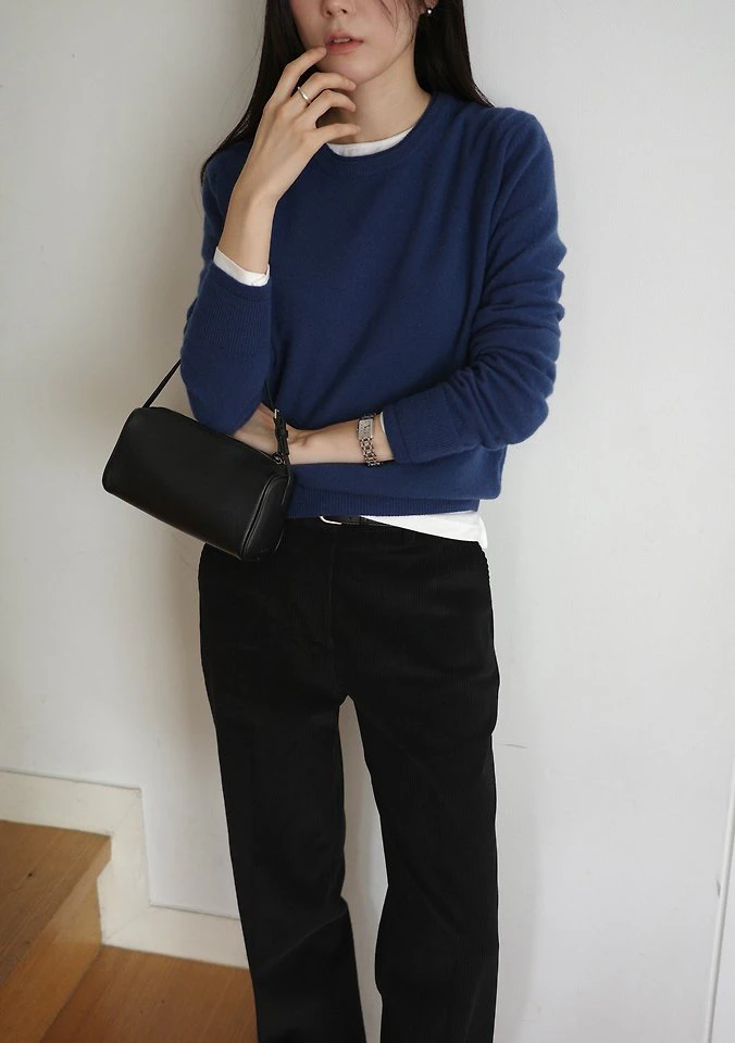 Wool cashmere double lipped round neck knit  by Moani for Women - view 4