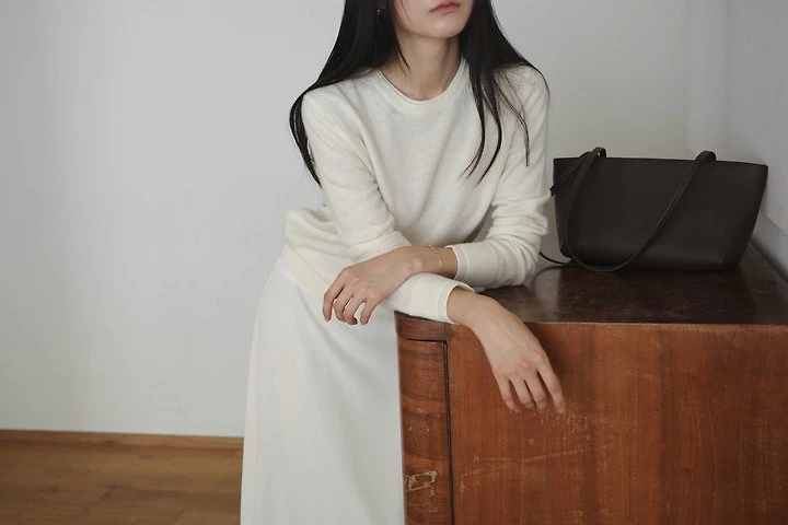 Wool cashmere double lipped round neck knit  by Moani for Women - view 8