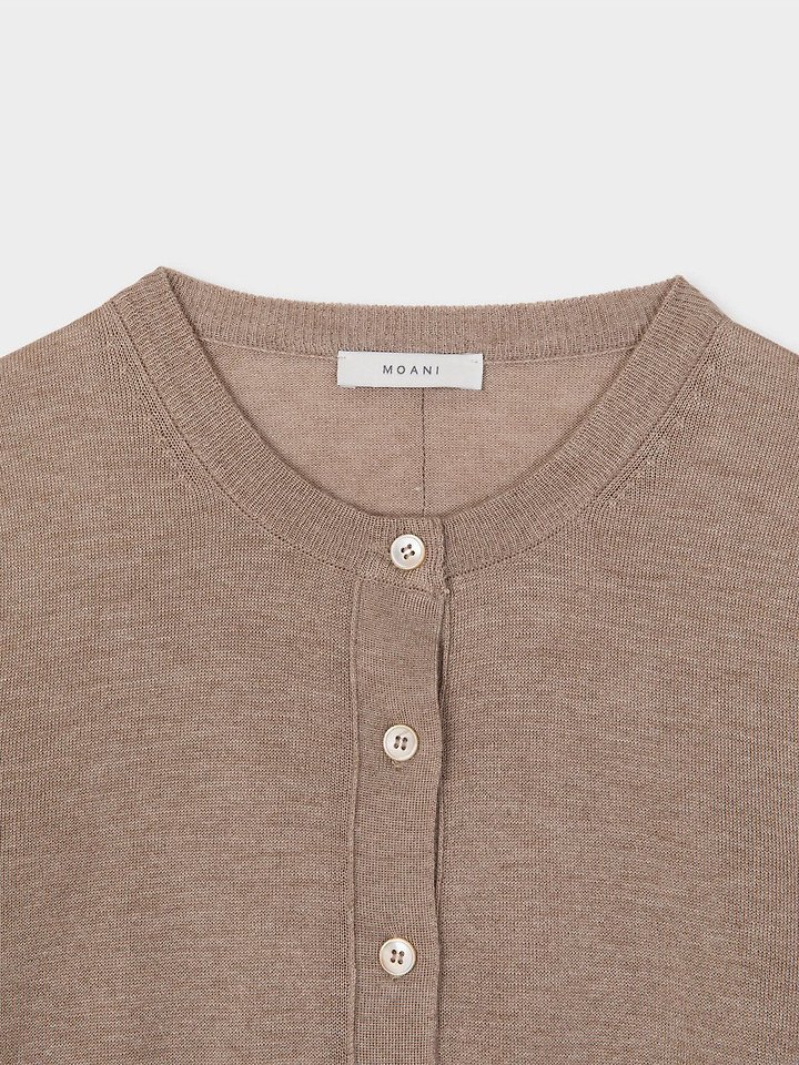 Silk wool stitch O neck cardigan by Moani for Women - view 12