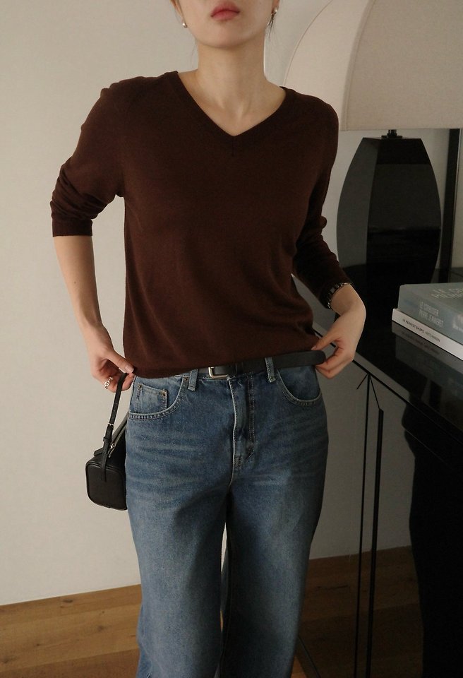 Silk wool V neck knit by Moani for Women - view 4