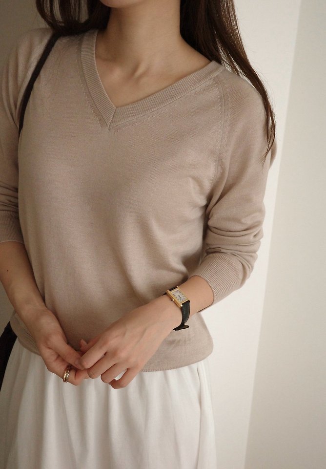 Silk wool V neck knit by Moani for Women - view 8