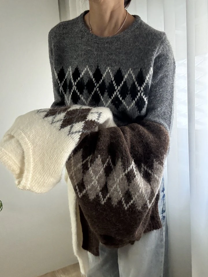 Argyle Knit Pullover by Most for Women - view 2