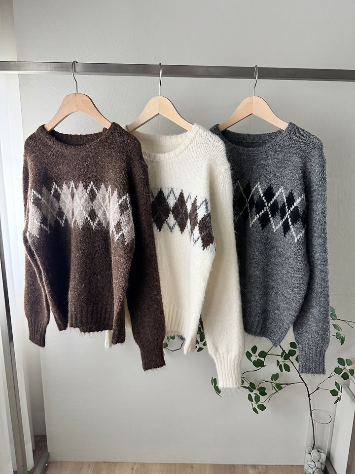 Argyle Knit Pullover by Most for Women - view 8