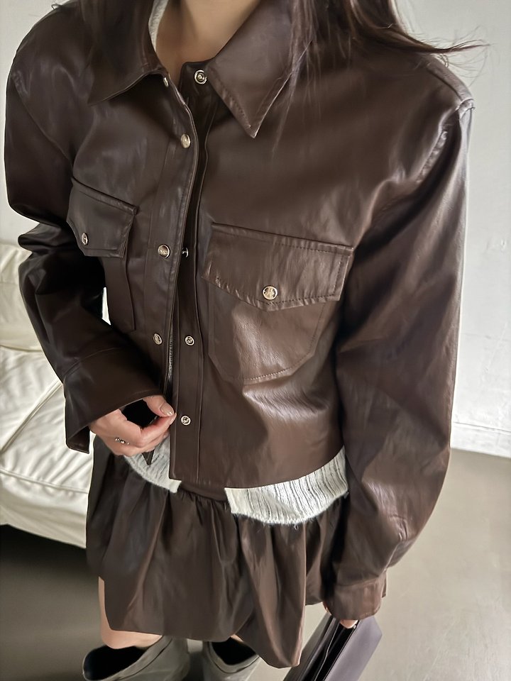 Leather Crop Shirt by Neroli36 for Women - view 4