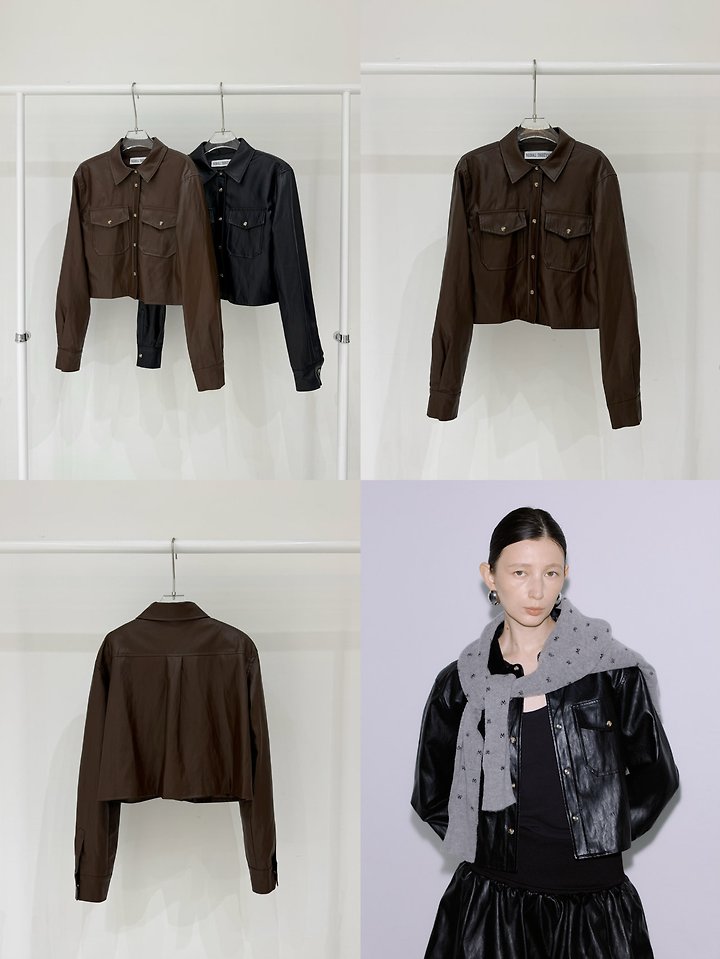 Leather Crop Shirt by Neroli36 for Women - view 7