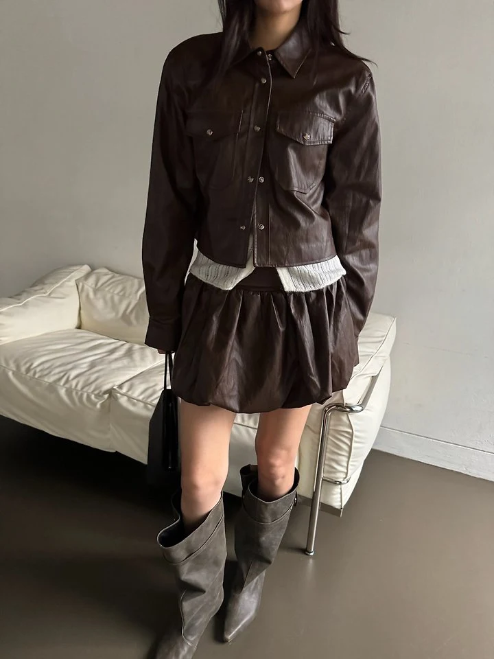 Leather Pumpkin Skirt by Neroli36 for Women - view 7