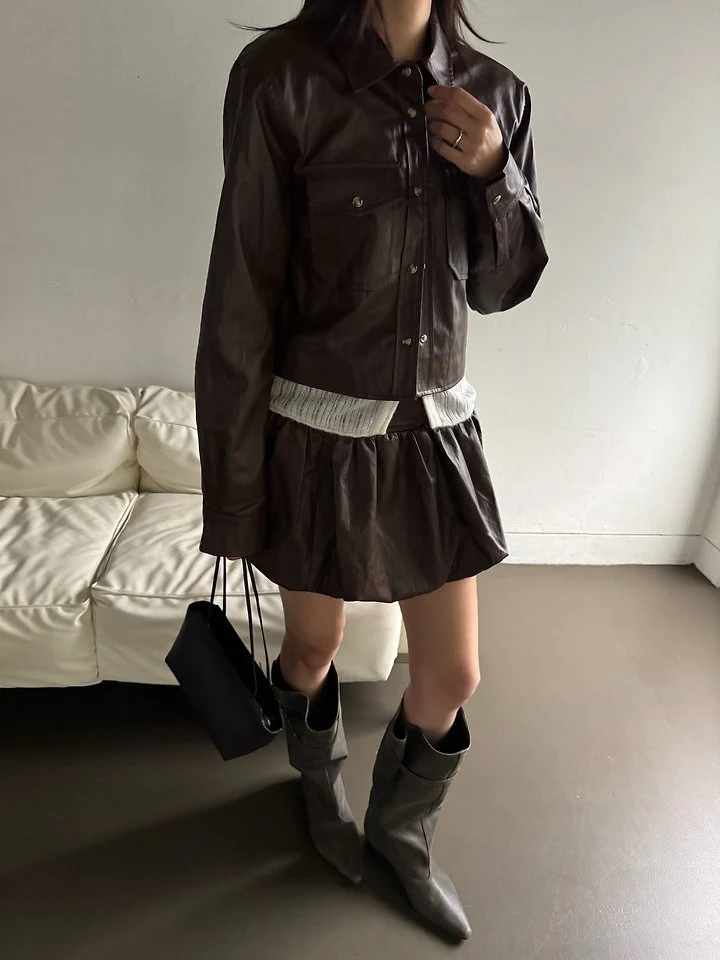 Leather Pumpkin Skirt by Neroli36 for Women - view 8