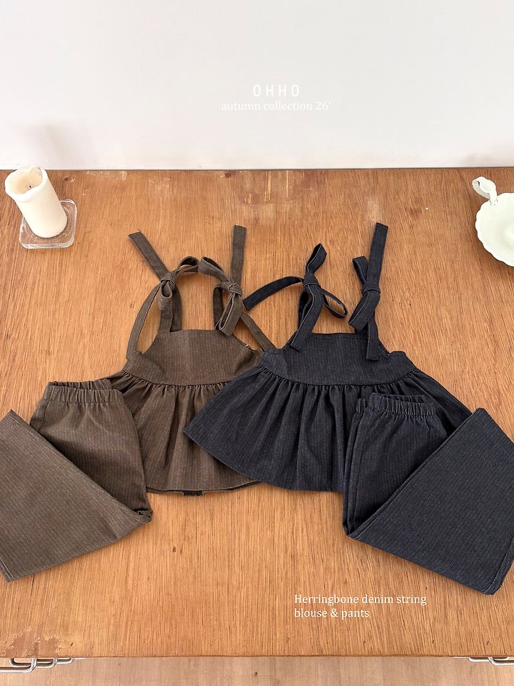 Herringbone Denim Strap Blouse by Ohho for Child - view 7
