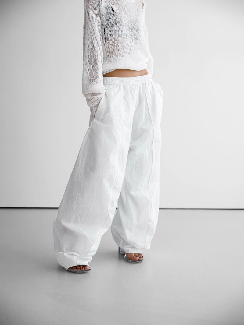 Nylon Drawstring Wide Twist Pattern Trousers by Paper Moon for Women - view 2