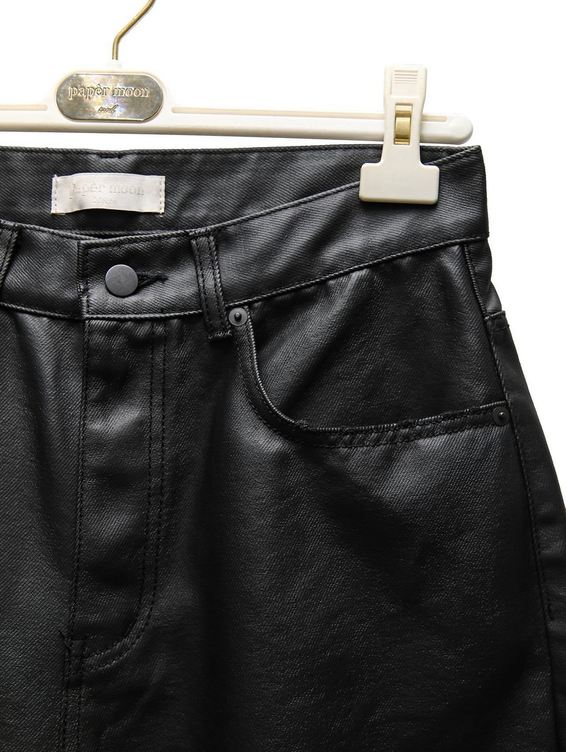 Oversized Black Coated Denim Jeans by Paper Moon for Women - view 4