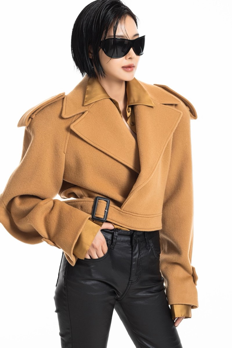 Classic Felt Belted Cropped Jacket by Paper Moon for Women - view 7