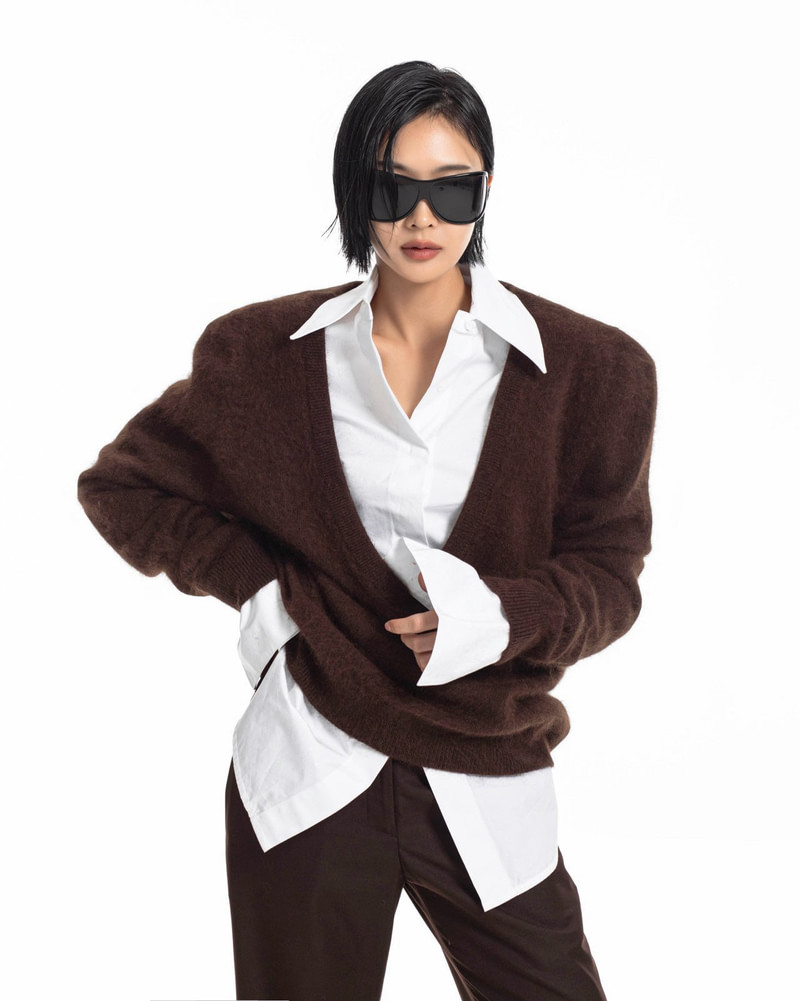 Luxe Raccoon-Hair Deep V-Neck Knit by Paper Moon for Women - view 8