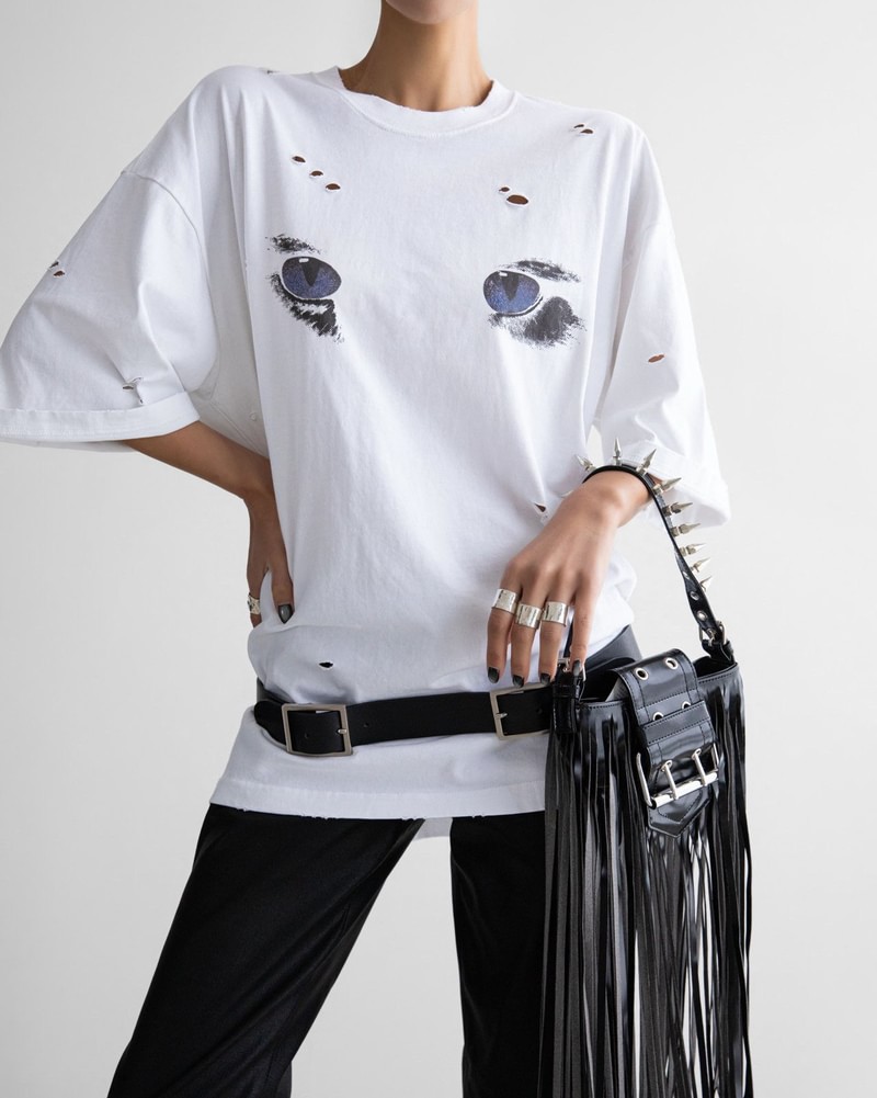 Vintage Cat Eyes Distressed Tee by Paper Moon for Women - view 1