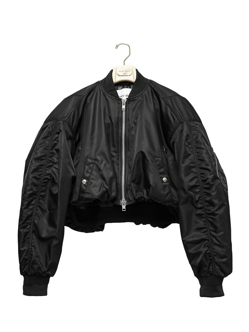Heavy Twill Nylon Crop Balloon MA-1 Flight Jacket by Paper Moon for Women - view 6