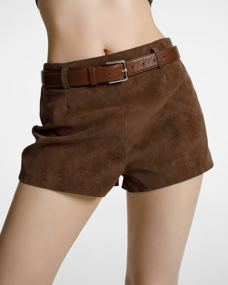 Velvet Leather Minimal Shorts by Paper Moon for Women - view 8