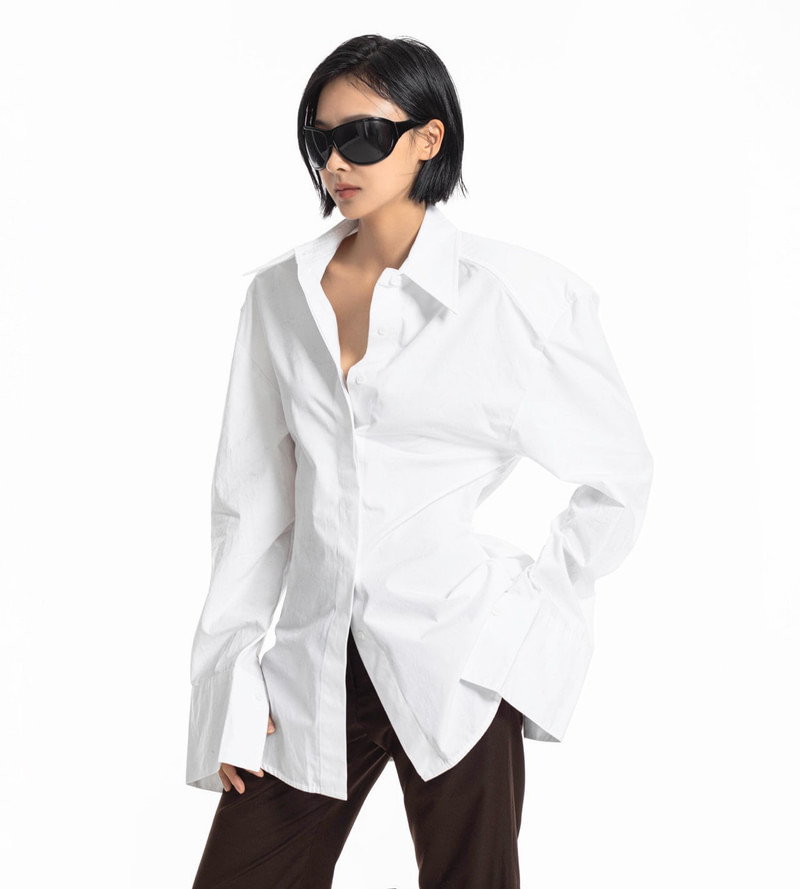 Padded Shoulder Button Down Cotton Shirt by Paper Moon for Women - view 1