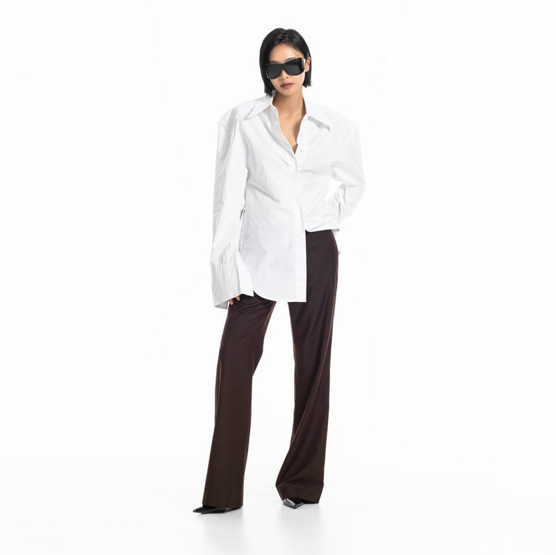 Padded Shoulder Button Down Cotton Shirt by Paper Moon for Women - view 3