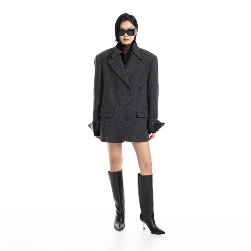 Classic Herringbone Oversized Blazer by Paper Moon for Women - view 8