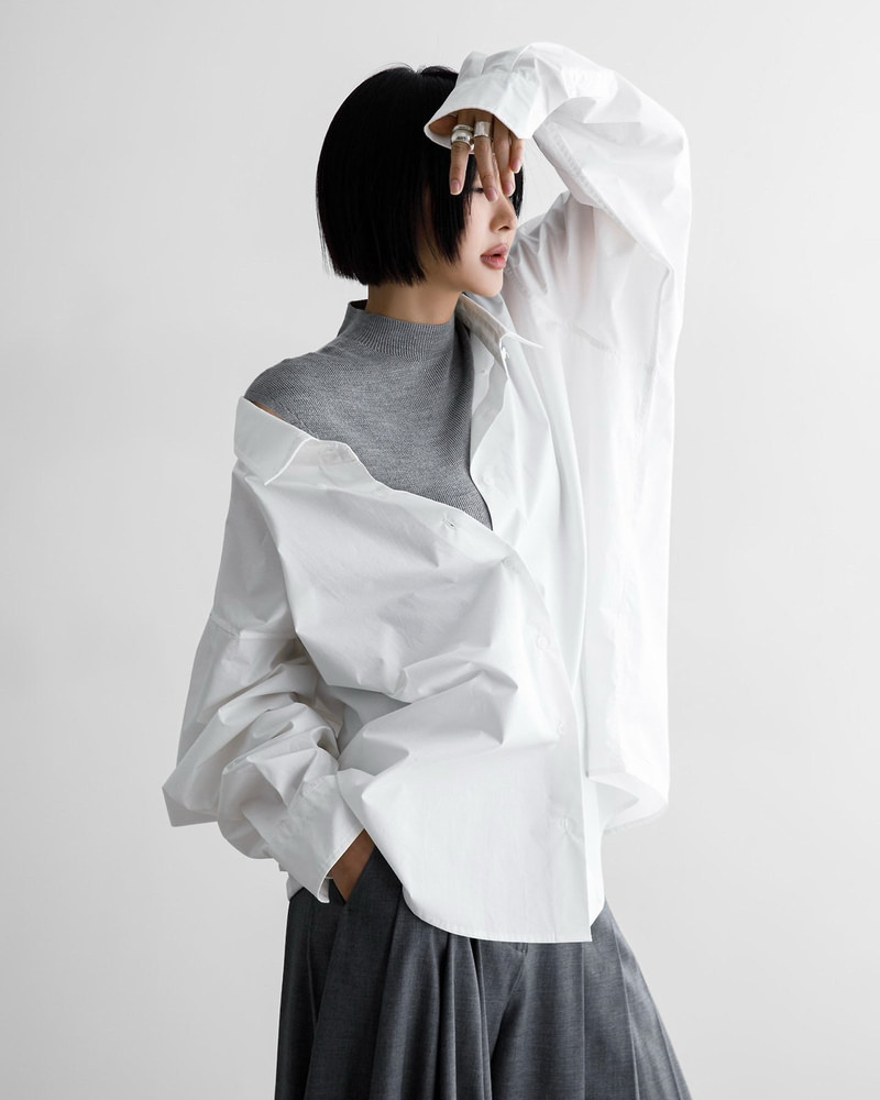 Low Collar Point Paper Button Down Shirt by Paper Moon for Women - view 2