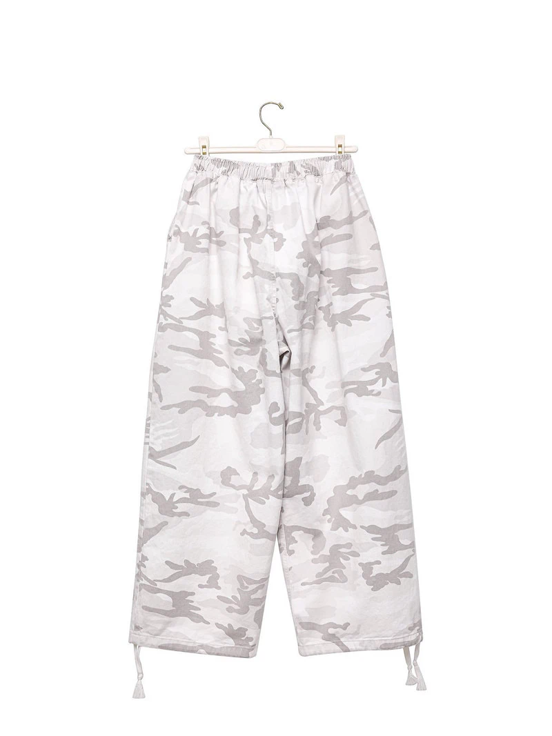Camouflage Cotton Banded Maxi Wide Trousers by Paper Moon for Women - view 5