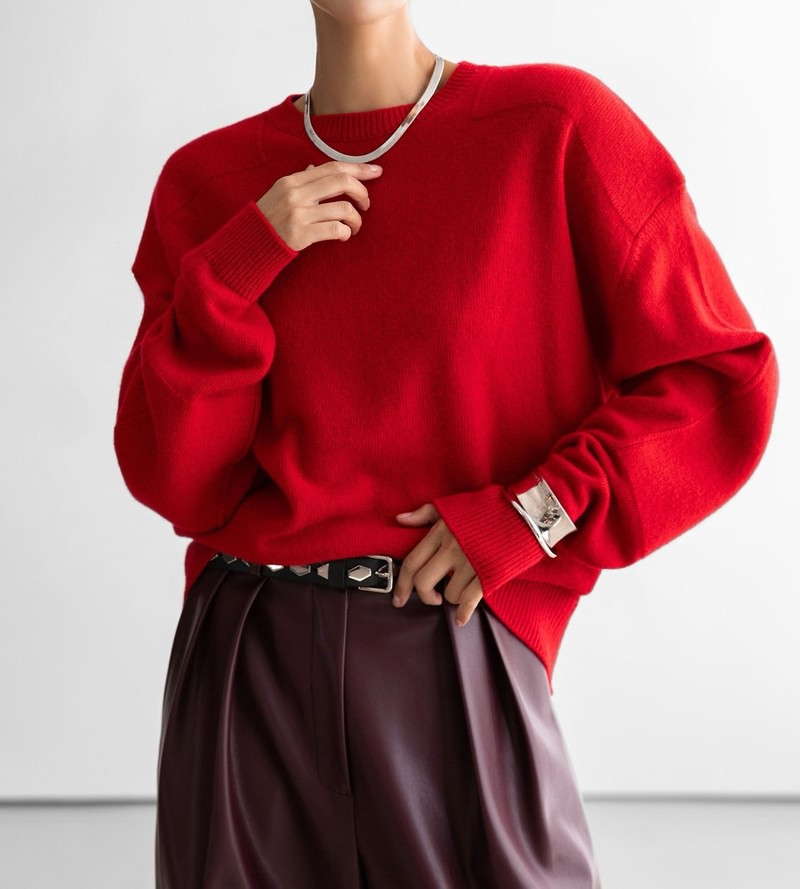 Double Knitting Shoulder Detail Round Neck Knit by Paper Moon for Women - view 3