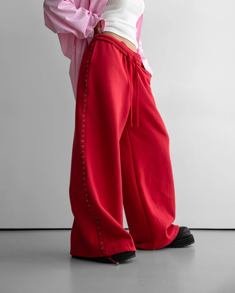Oversized Eyelet Line Detail Sweat Pants by Paper Moon for Women - view 1
