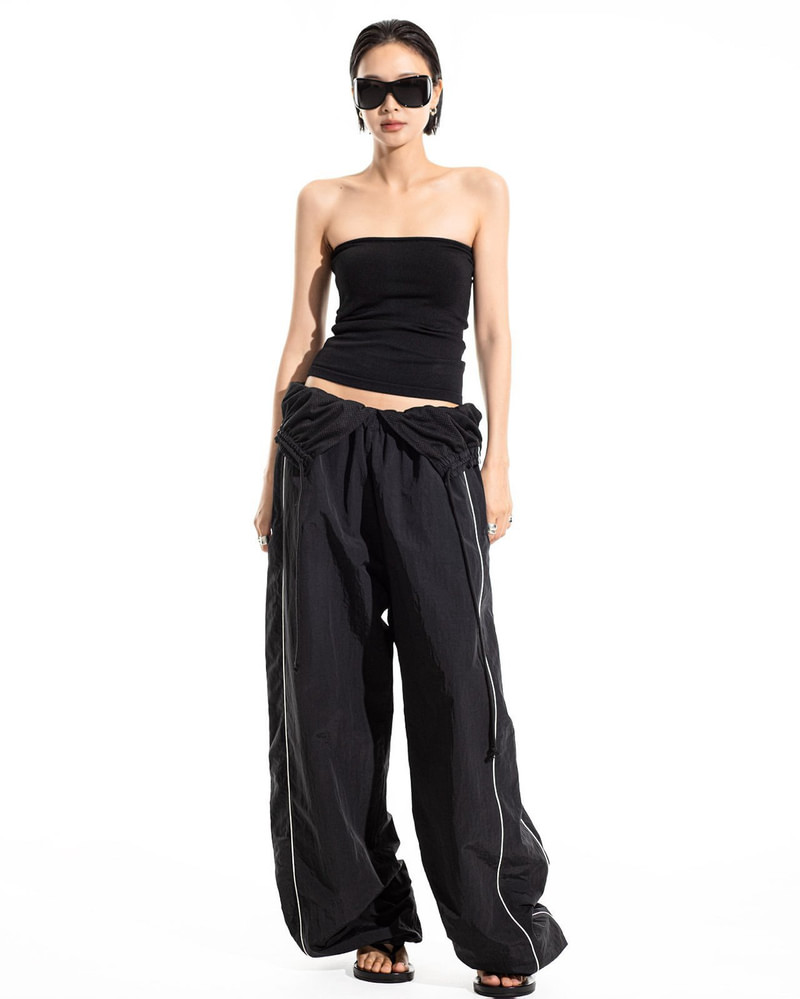 Folding Detail Nylon Trimming Track Trousers by Paper Moon for Women - view 1