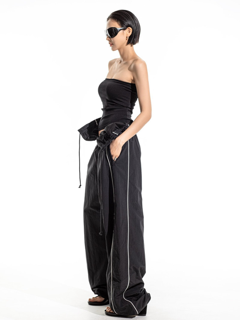 Folding Detail Nylon Trimming Track Trousers by Paper Moon for Women - view 2
