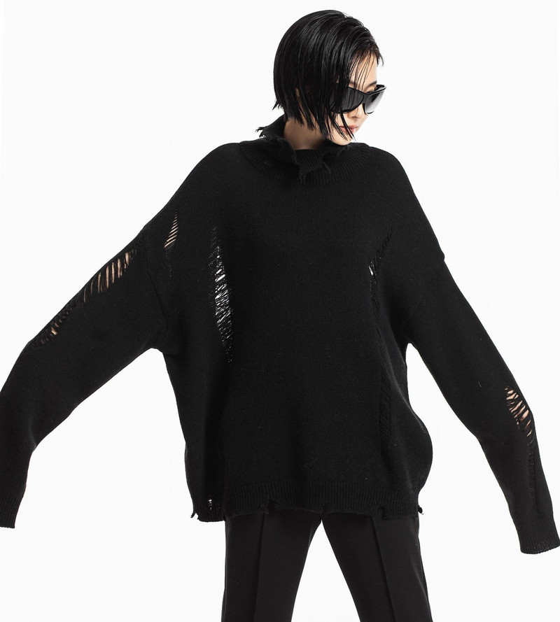 Vintage Cut-Off Cashmere-Blend Turtleneck Knit by Paper Moon for Women - view 11