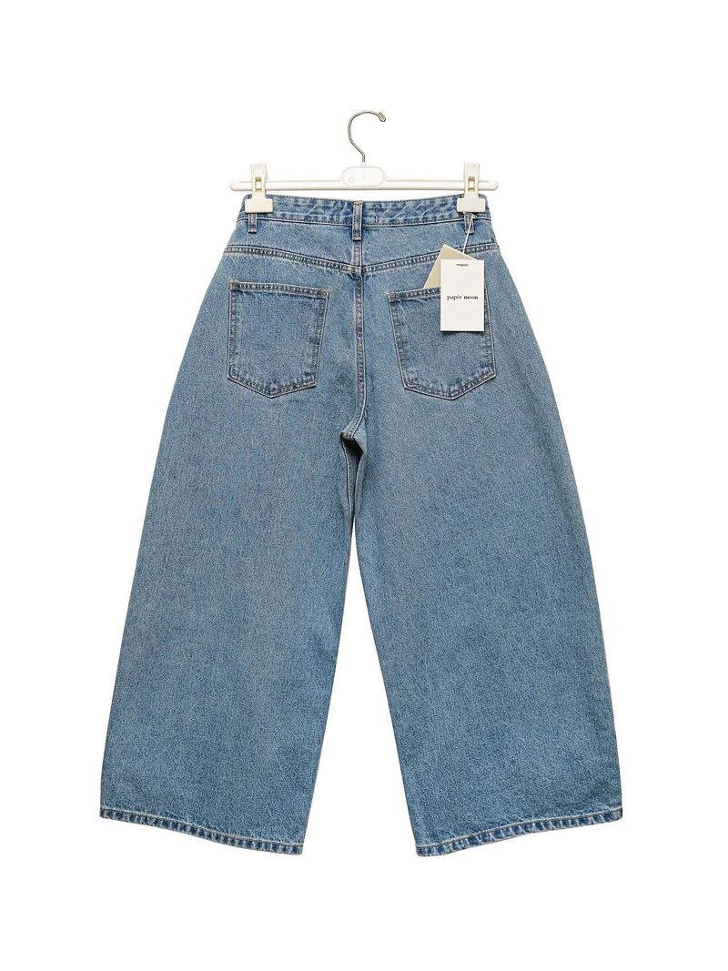 Wide Leg Blue Ankle Denim Jeans by Paper Moon for Women - view 7