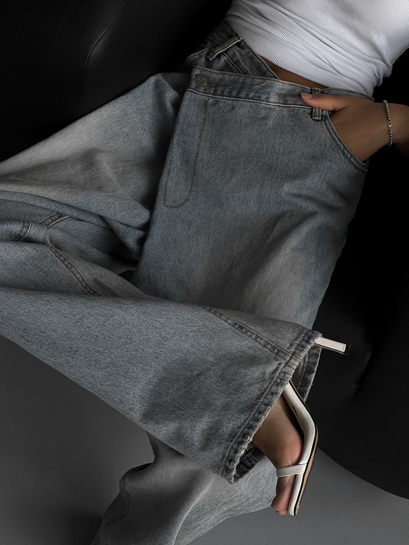 Wrap Detail Wide Denim Jeans by Paper Moon for Women - view 4