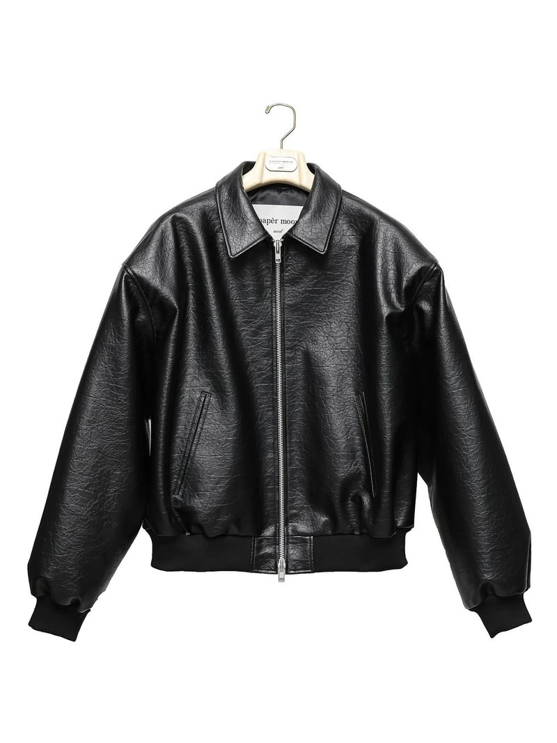 Classic Oversized Leather Bomber Jacket by Paper Moon for Women - view 5