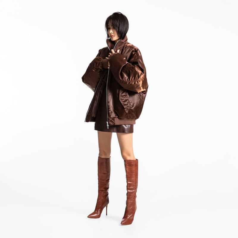 Oversized High Neck Padded Bomber Jacket by Paper Moon for Women - view 2