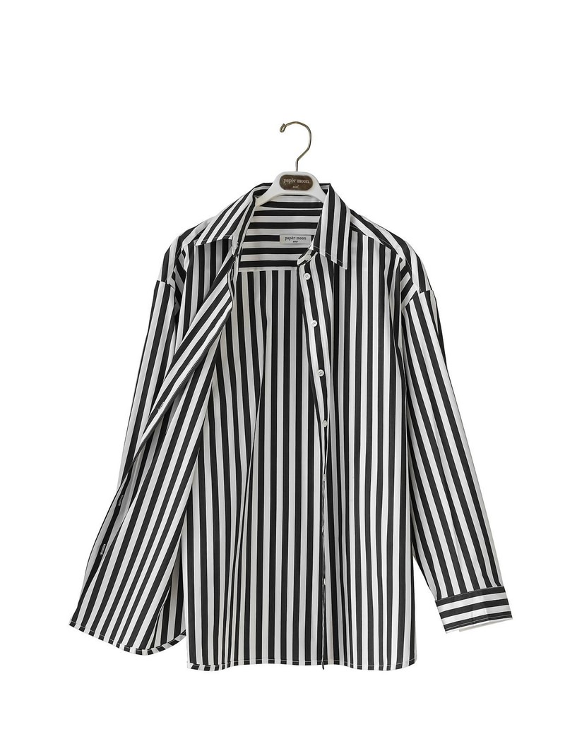 Stripe Pattern Oversized Button Down Shirt by Paper Moon for Women - view 4