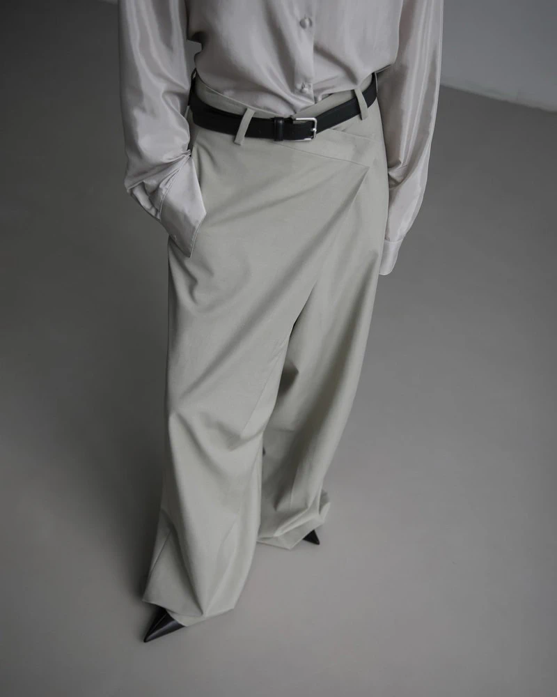 Asymmetry Pintuck Wide Maxi Trousers by Paper Moon for Women - view 2