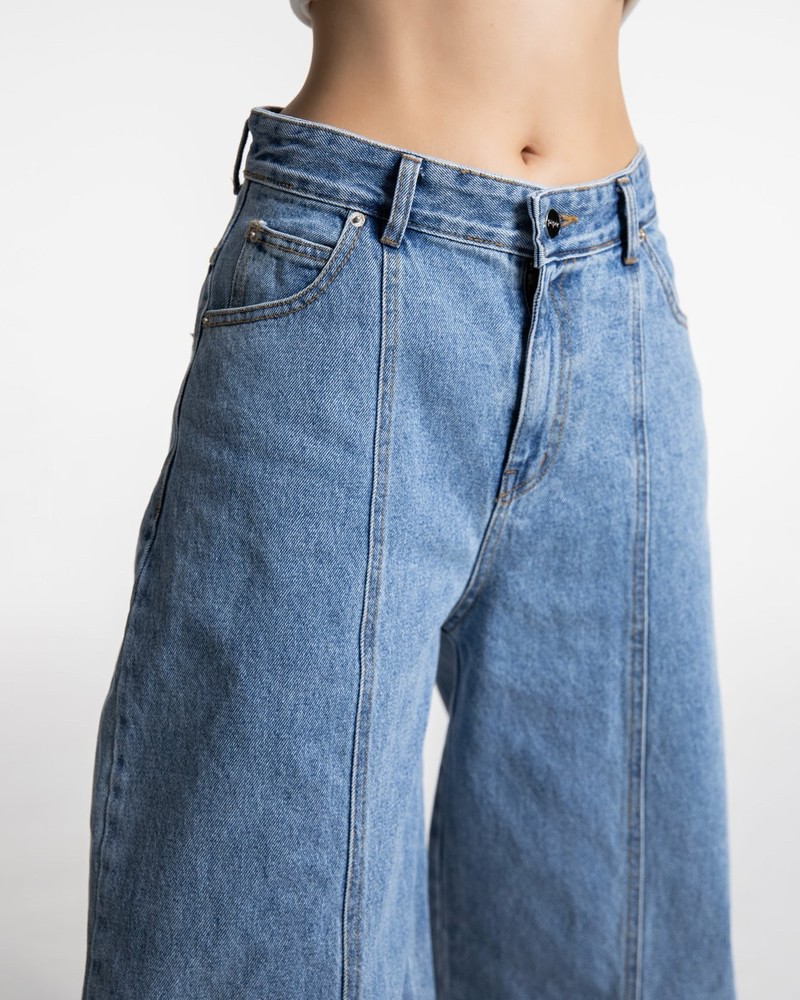 Volume Pintuck Denim Pants by Paper Moon for Women - view 2