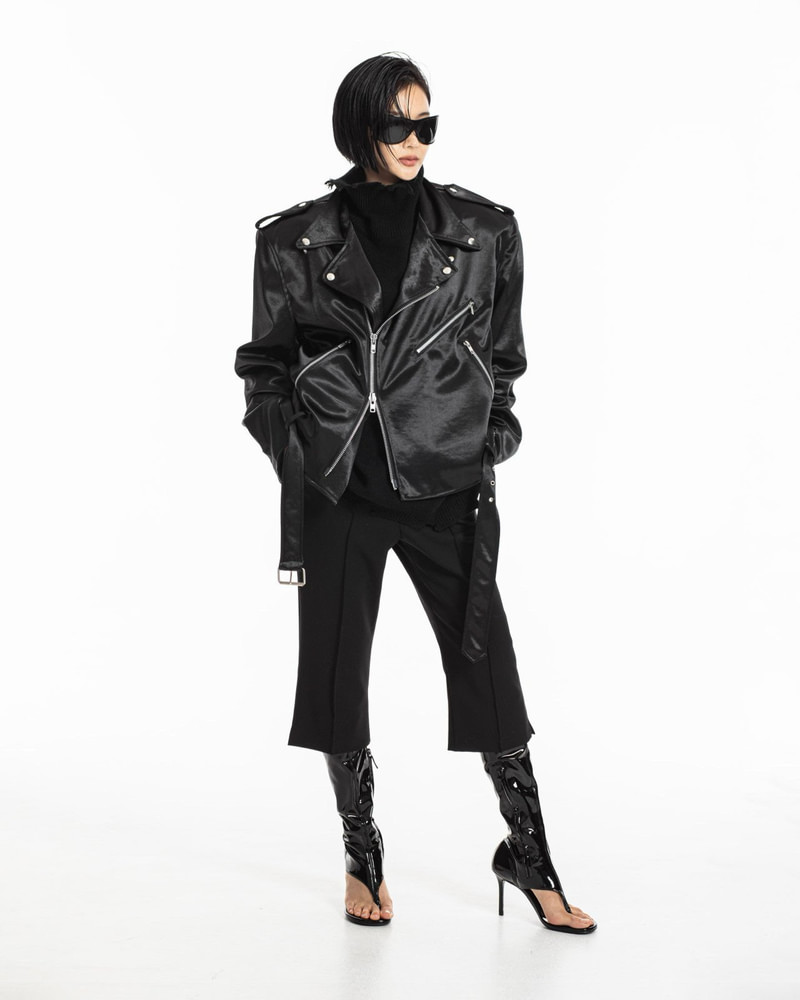 Oversized Chunky Satin Rider Jacket by Paper Moon for Women - view 4