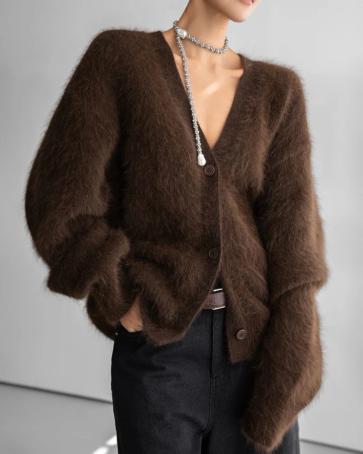 LUX Mink Angora Oversized Knit Cardigan by Paper Moon for Women - view 2