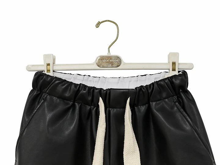 Drawstring Leather Wide Culottes Trousers by Paper Moon for Women - view 7