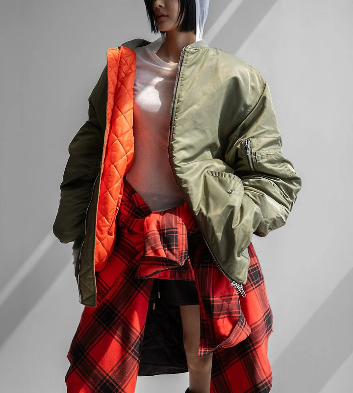 Super Oversized Two Way Zipper MA - 1 Bomber by Paper Moon for Women - view 2