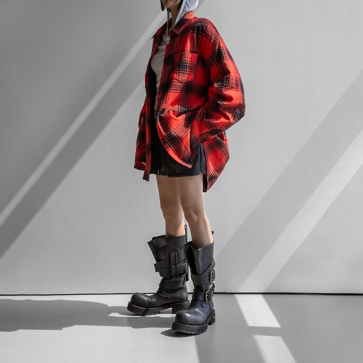 Oversized Flannel Checked Quilted Button Down by Paper Moon for Women - view 1