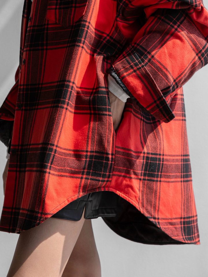 Oversized Flannel Checked Quilted Button Down by Paper Moon for Women - view 3