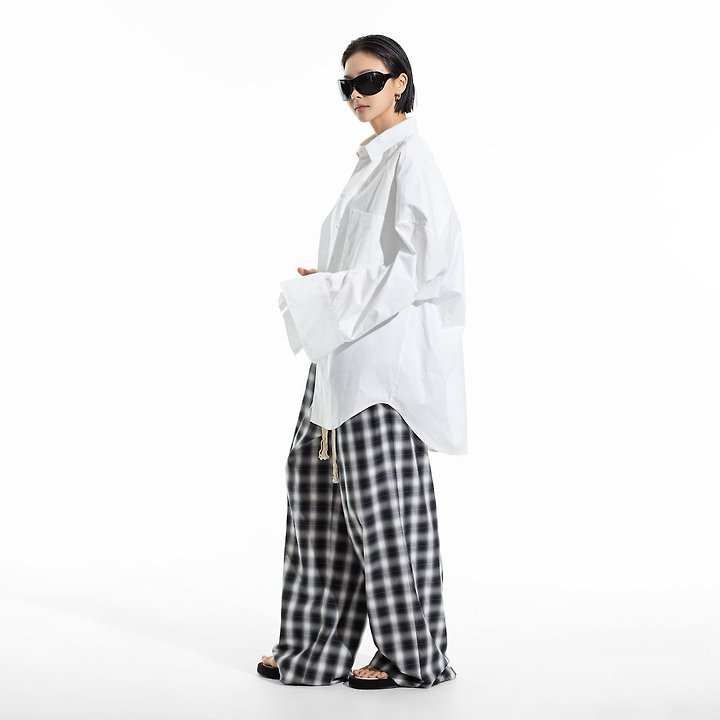 Oversized Panel Pattern Poplin Shirt by Paper Moon for Women - view 1