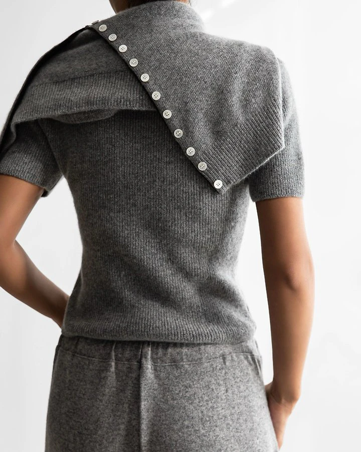 Color Bi - Stitched Button Detail Cashmere Wool by Paper Moon for Women - view 2
