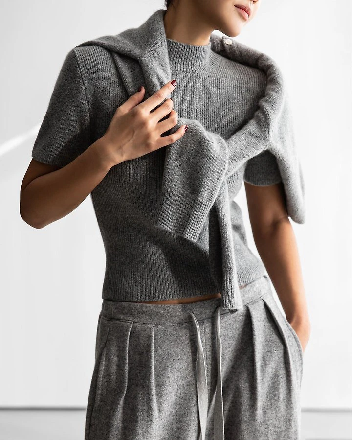Color Bi - Stitched Button Detail Cashmere Wool by Paper Moon for Women - view 4