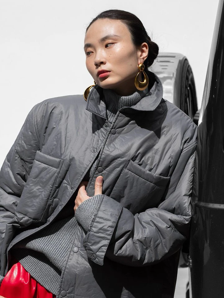 Oversized Vivid Light Padded Button Down Shirt by Paper Moon for Women - view 1