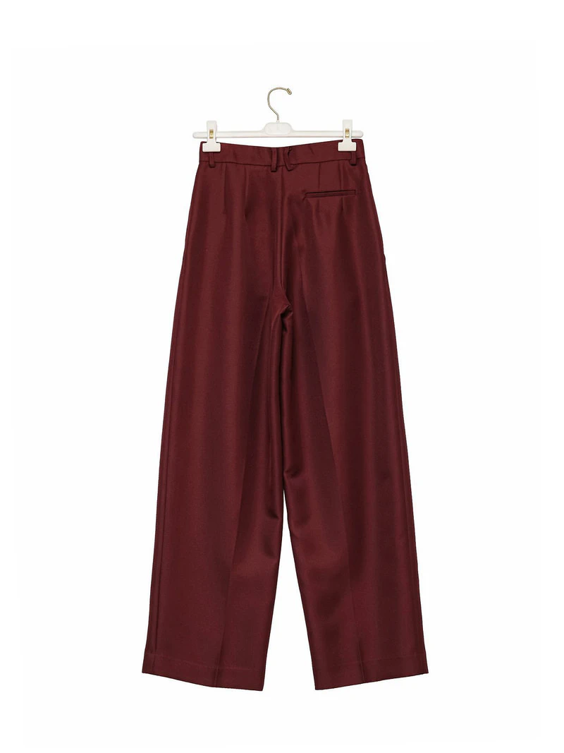 Twill Texture Low Waisted Double Pleats Wide Trousers by Paper Moon for Women - view 5